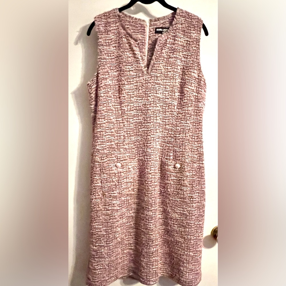 Karl Lagerfeld Pink Tweed Short‎ Sleeve Sheath Dress-Size 10